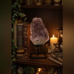 Amethyst  druzy statement piece on stand